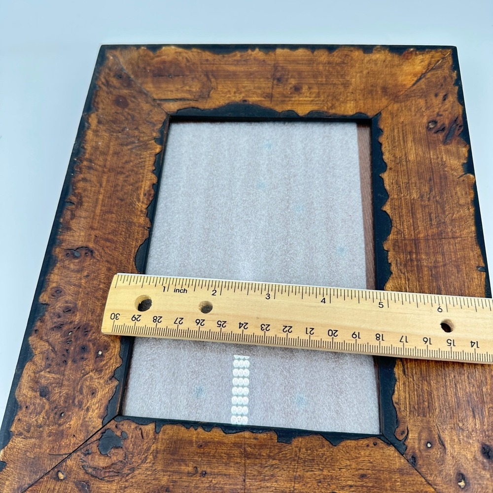 Rustic Wood Grain Photo Frame with Scalloped Border 5x7 Tabletop Country Cabin - Picture 10 of 11